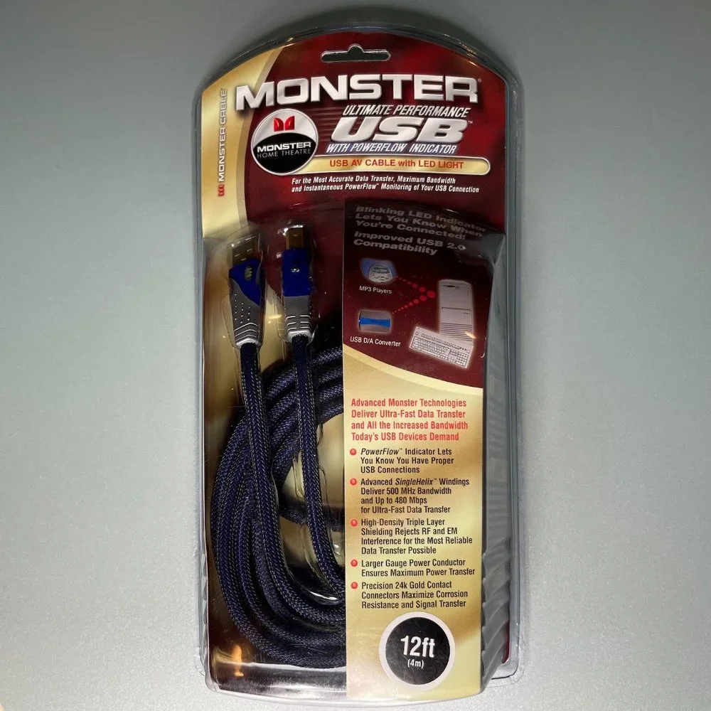 NEW! Monster Ultimate Performance 12 Foot USB AV Cable